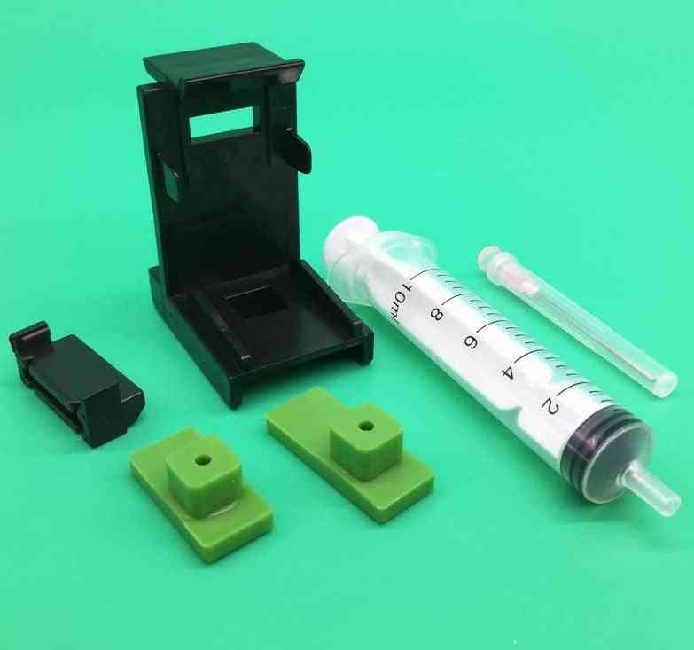 Inkoustová kazeta, upínací spona, čerpací nástroj pro doplňování inkoustu s injekčními jehlami