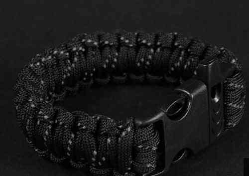 Nine Core Reflective Paracord Escape Emergency Glowing Plaited Rope Bracelet With Whistle Tools