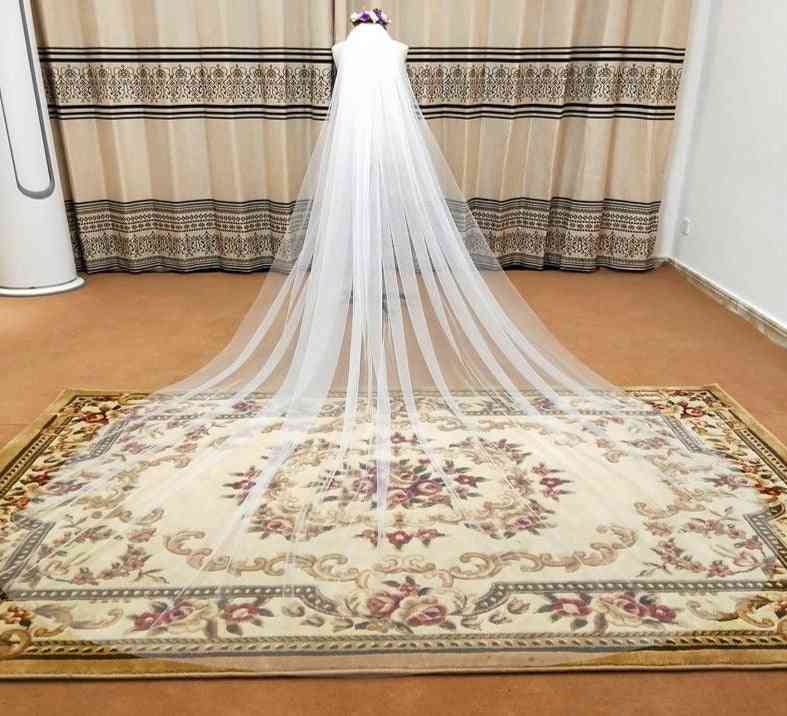 Elegant Wedding- Soft Long, Comb 1-layers, Bridal Veils