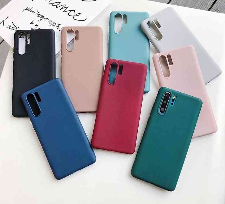 Solid Candy Color, Silicone Phone Case For Huawei Smartphone P30 Lite