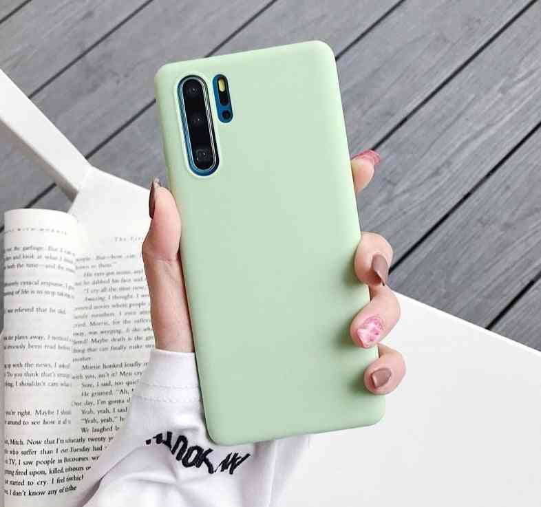 Simple , Solid Color , Matte , Cute Candy Color Silicone Phone Case For Huawei - Set 3