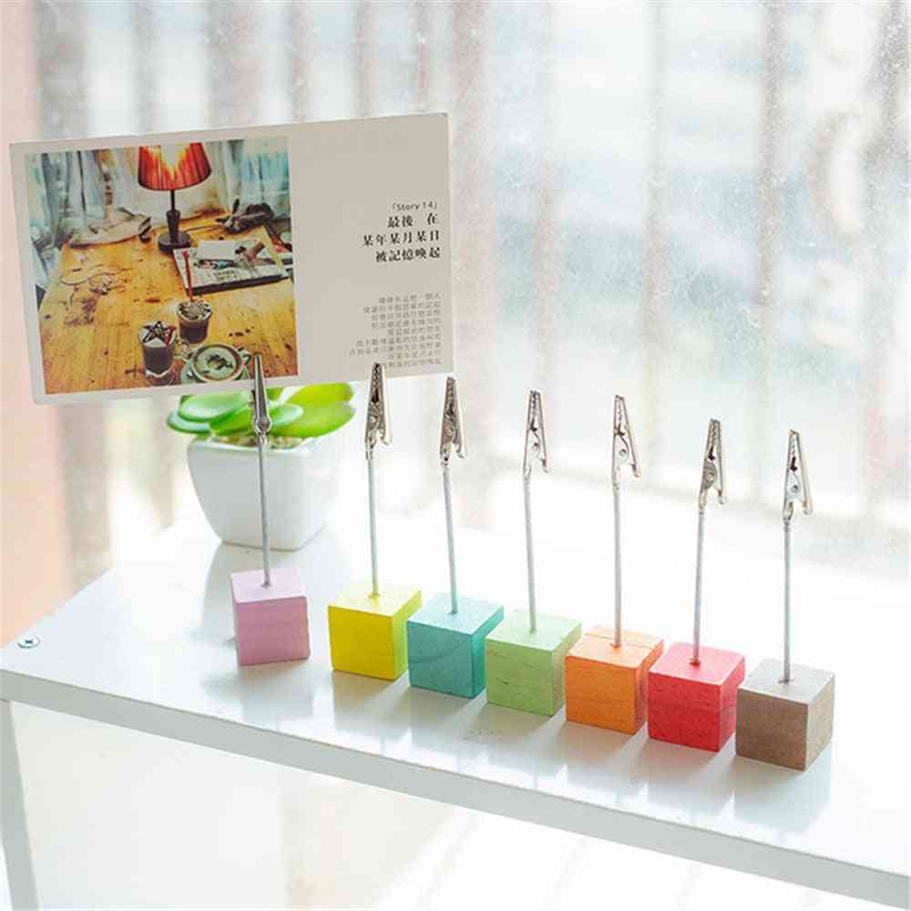 Wooden Cube Stand Card Holder