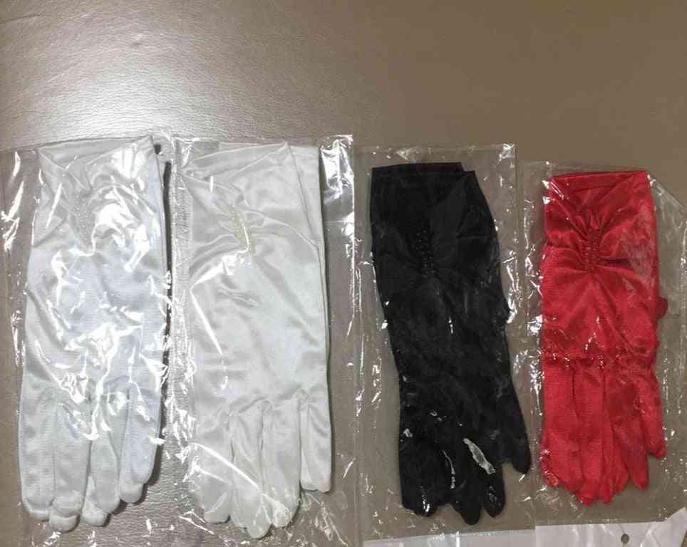 Matné krátké saténové prstové rukavice, příležitostné svatební rukavice