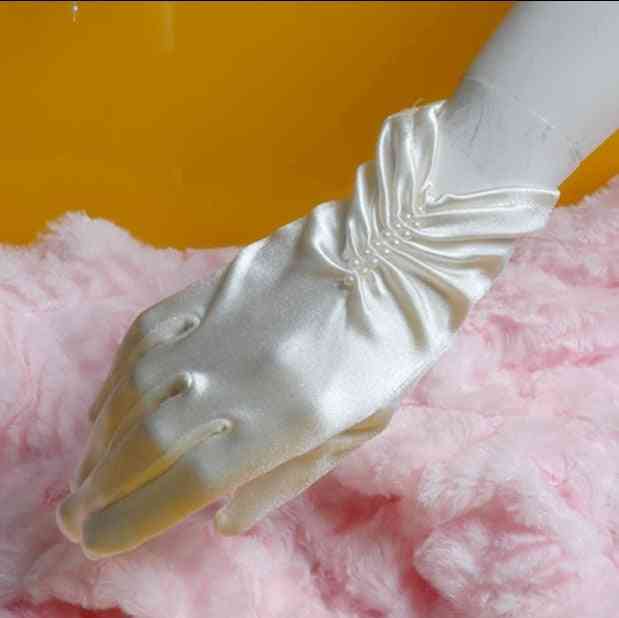Matte Satin Finger Short Gloves, Casual Bridal Glove