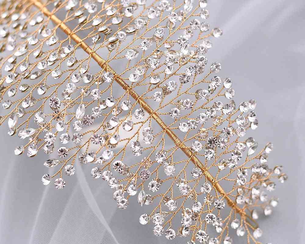 Diamantes de imitación de cristal, coronas de tiaras, pieza de pelo nupcial, accesorio de desfile de graduación