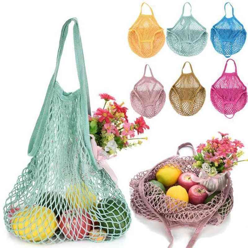Large Cotton Totes Shopping Bags, Mesh Net String Fruit Storage Handbag