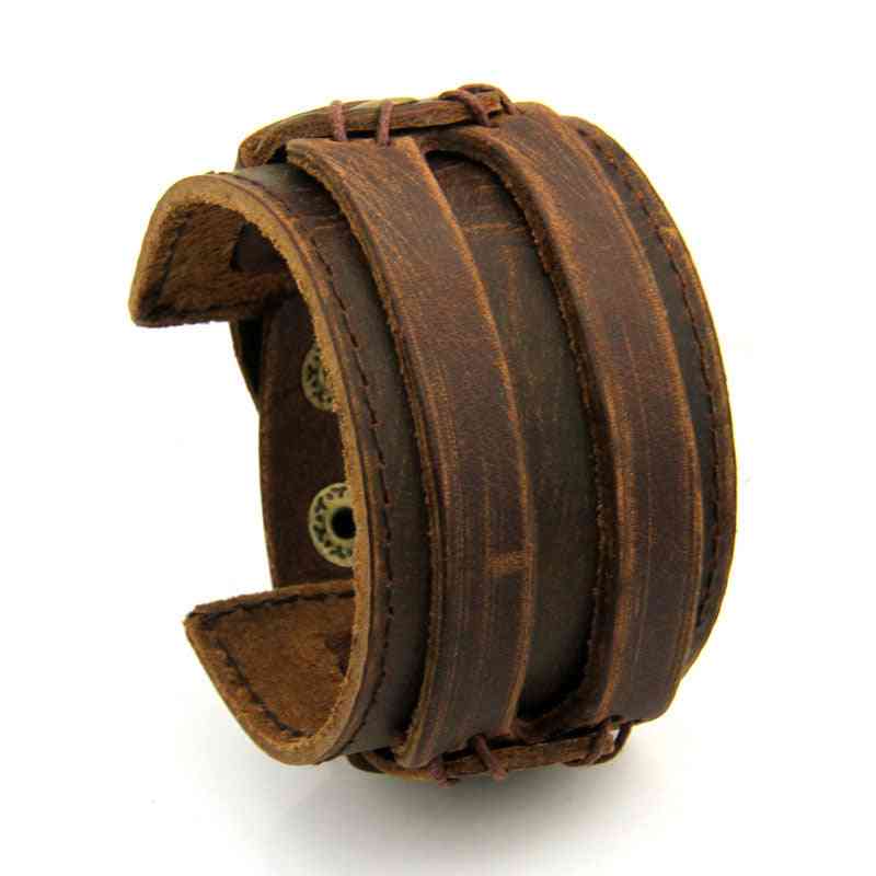Unisex Leder Manschette doppelt breites Armband