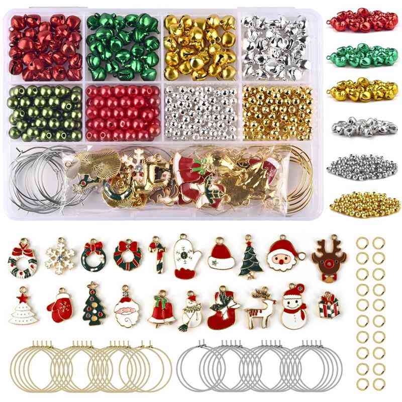 Crăciun pandantive din aliaj de bricolaj, cârlige pentru cercei și truse de bijuterii pentru clopotei