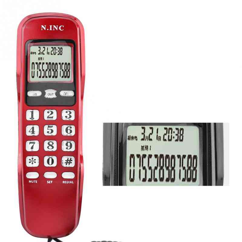 Mini Wall Telephone, Lcd Display, Wired Landline Phone