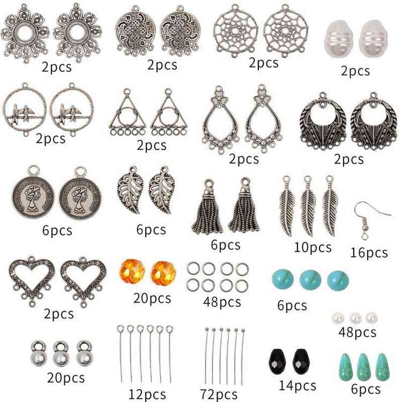 Boho Earrings Making Materials Set For Jewelry, Diy Findings Kit