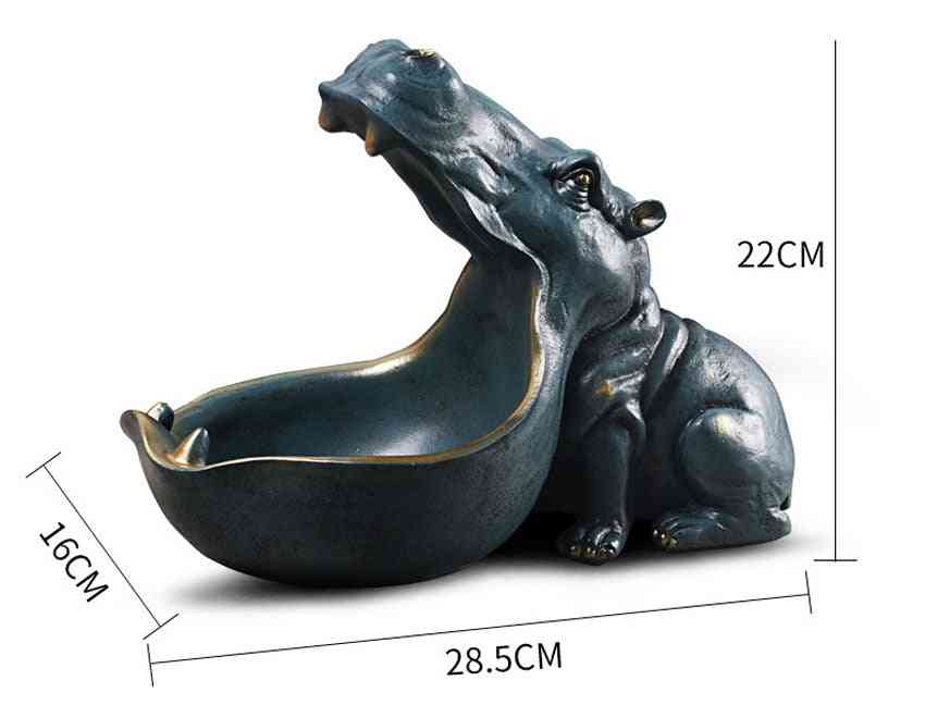 Figura scultura ippopotamo per contenitore, decorazione domestica, accessori da tavola table