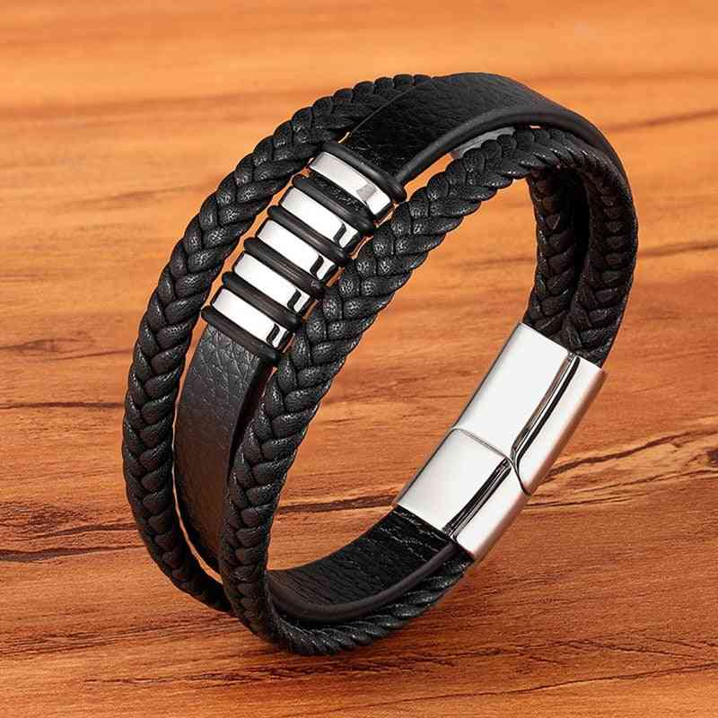 Fashion Stainless Steel Charm Magnetic, Leather Bracelet's
