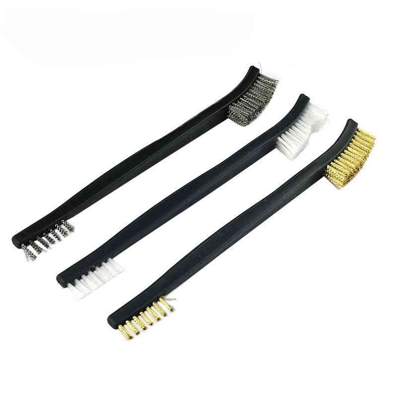 3pcs Wire Brush Set- Steel Metal Brass, Nylon Cleaning, Polishing Rust, Cleaning Tool