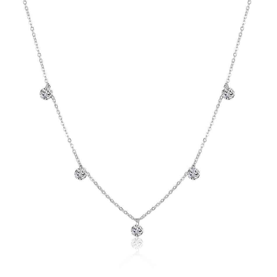 Diamante de imitación coker de plata 925, collar con colgante de cristal redondo