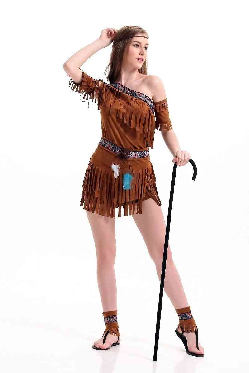 žene Halloween indijska plemenska plesna haljina, kostim s resicama