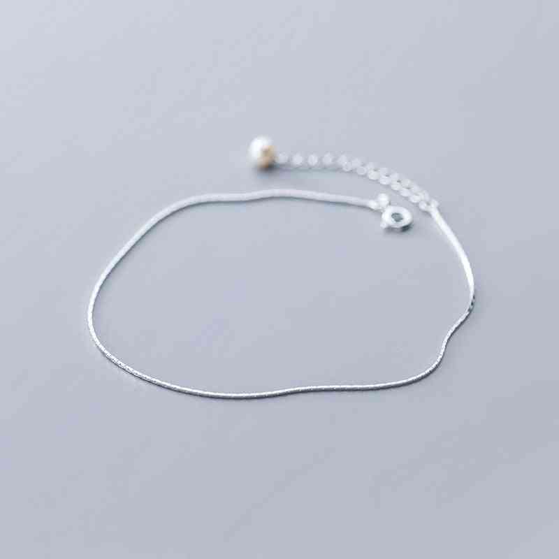 925 Sterling Silver Snake Chain Pearls Anklets's