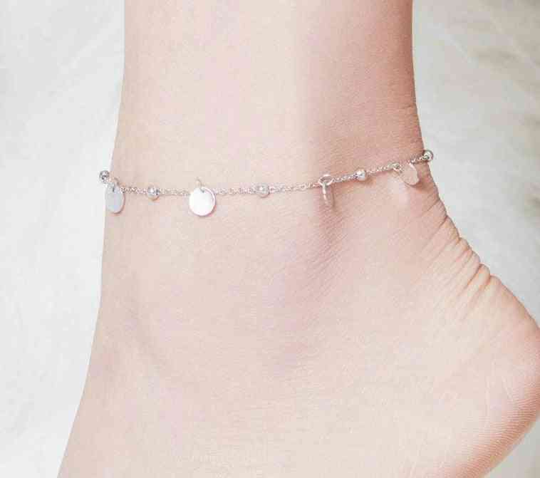 Sterling Silver Geometric Beads Anklets Foot Jewelry
