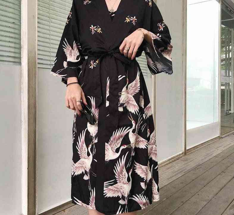 Long Cardigan Haori Traditional Japanese Kimonos Dress Shirt's