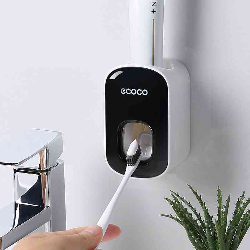 Automatic Toothpaste Dispenser Set, Suction Wall Hanging Toothbrush Storage Squeezer