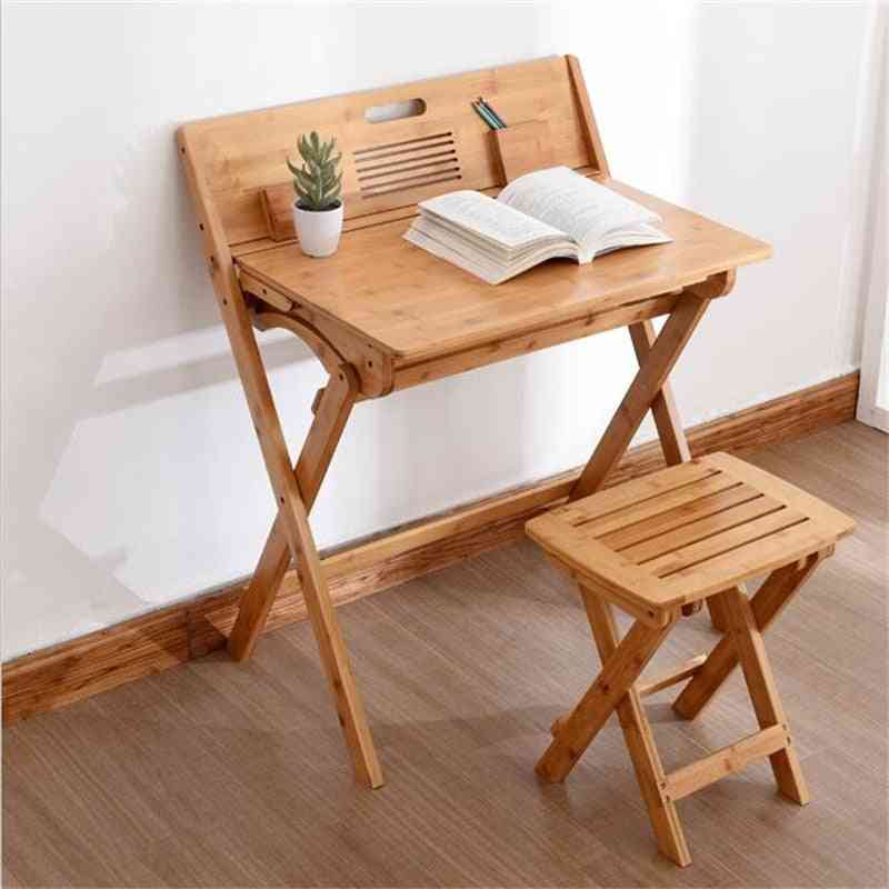Miljøvenlig bambusfoldning, skrive skrivebord med skammel