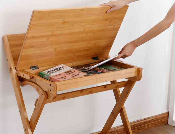 Eco-friendly Bamboo Folding, Writing Study Desk With Stool