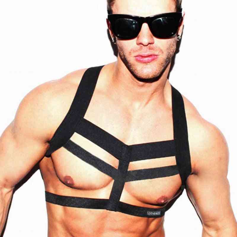 Harness Halter, Neck Elastic Hollow Out, Wide Straps & Lingerie, Body Chest Costume
