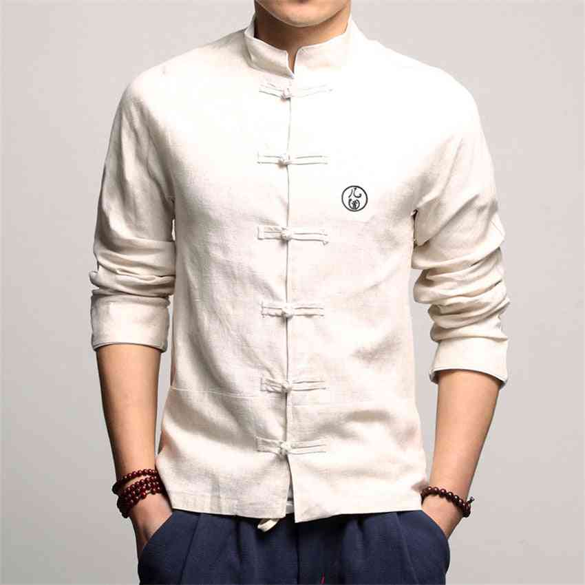 Traditional Chinese Style, Full-sleeve Collar, Linen Shirts, Tang Suit
