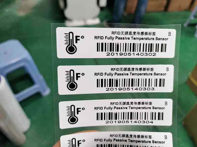 Uhf Rfid Fully Passive Temperature Sensor Sticker Tag For Cold-chain Logistics