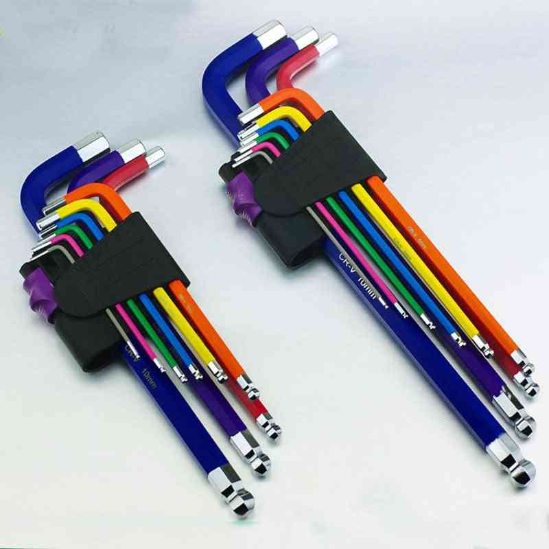 Kodowany kolorem klucz imbusowy sześciokątny z końcówką kulkową l zestaw kluczy, długi moment obrotowy z narzędziami ręcznymi z tuleją, akcesoria rowerowe