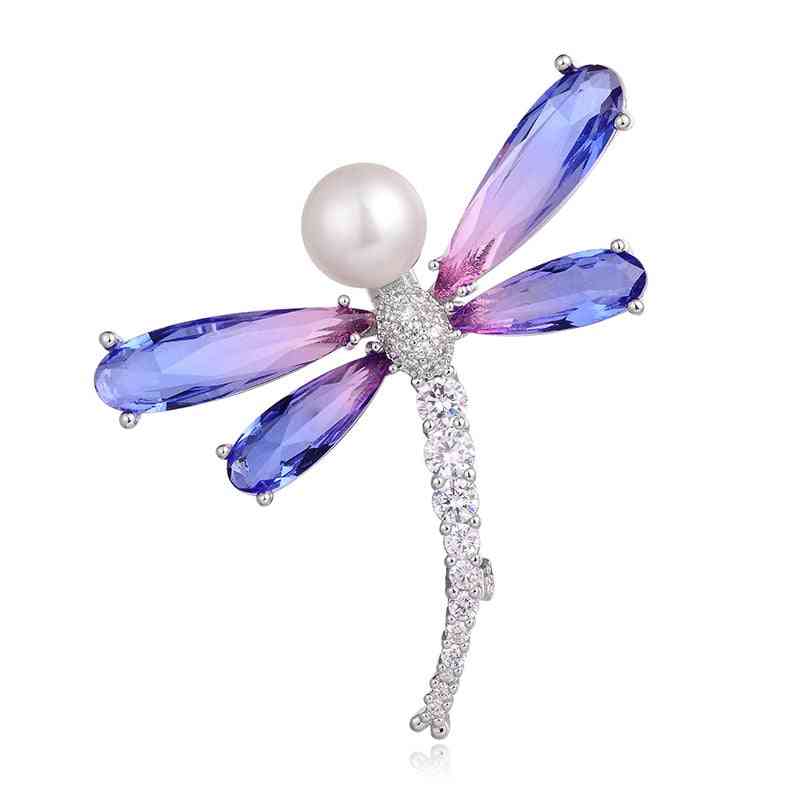 Hongye Natural Freshwater Pearl Females Brooches Butterfly Sparkly Pin