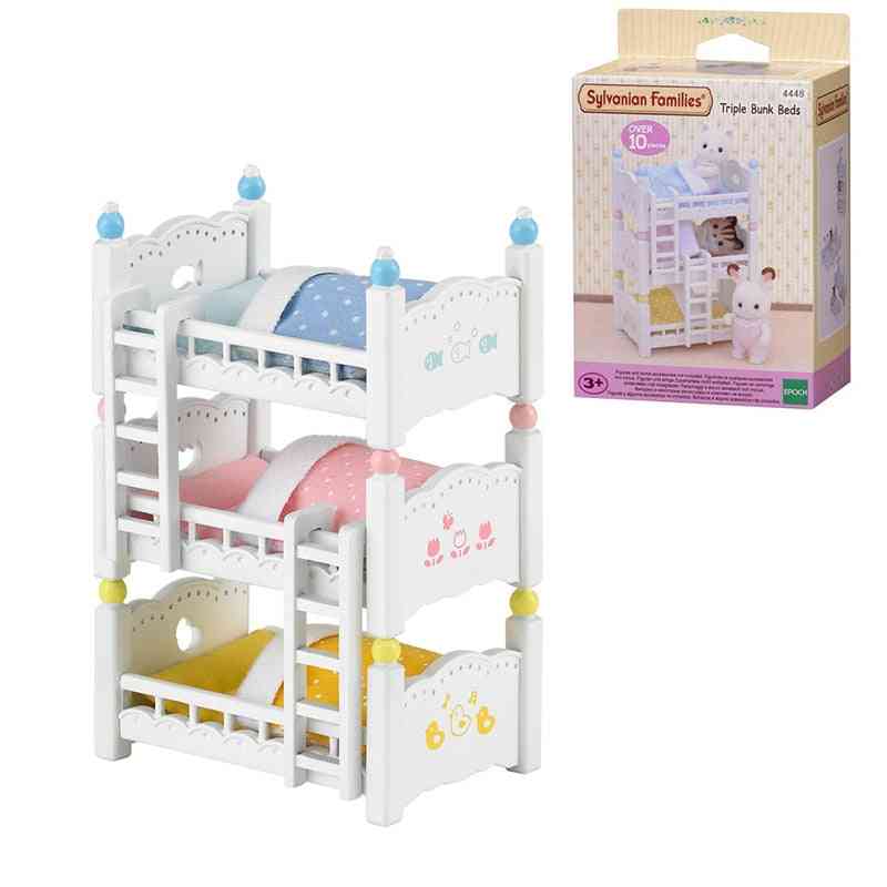 Families Dollhouse Playset, Triple Bunk Beds Accessories, Toy