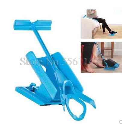 Sock Slider Aid, Blue Helper Kit- Put Socks On/off, Shoe Foot, Brace Support