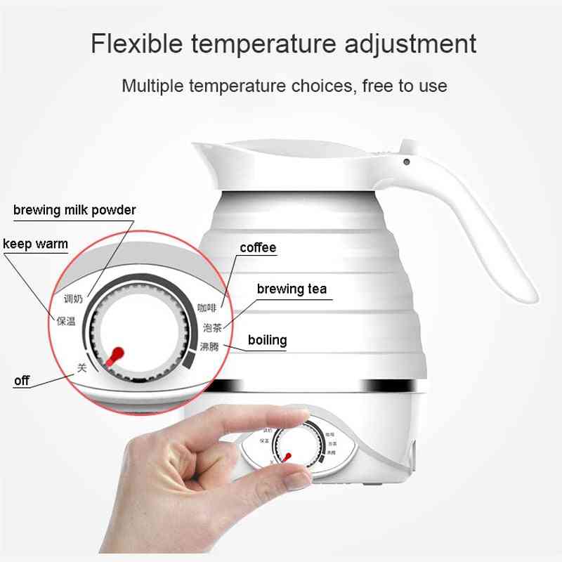 Bouilloire électrique portable, pliable et en silicone de voyage - théière de chaudière de chauffage d'isolation thermique