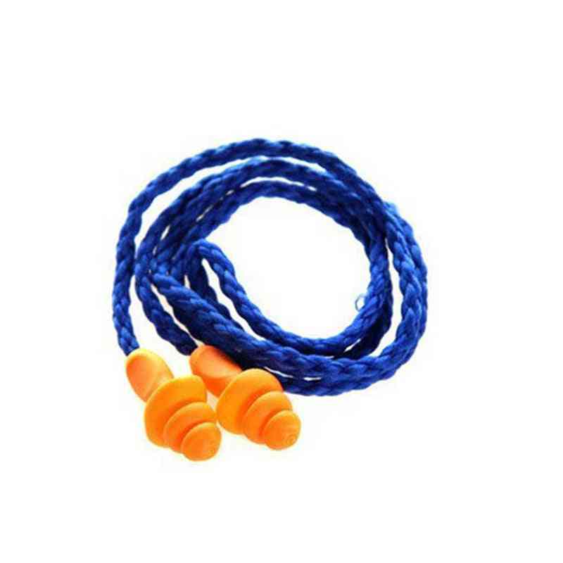 Soft Silicone Corded Ear Plugs, Protector Reusable Hearing Protection Noise Reduction Earplugs