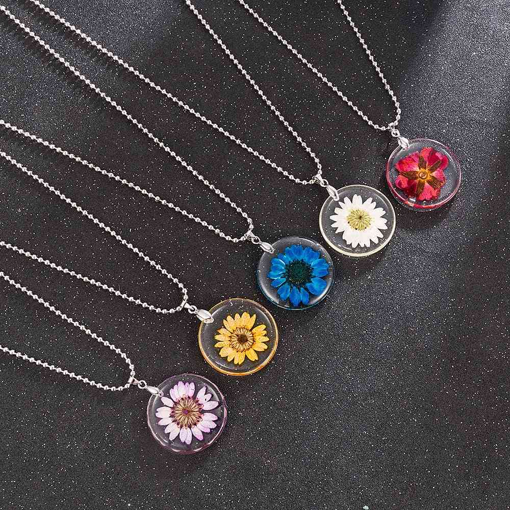 Flower Pendants Long Chian Charms Necklace Jewelry