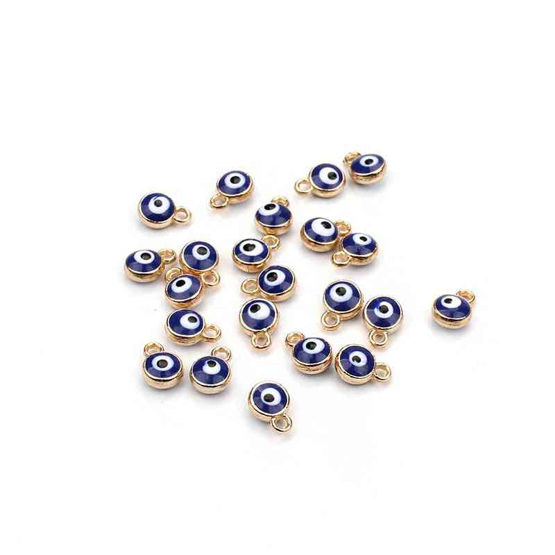 Handmade Evil Eye Beads With Connector Brass Bezel Bracelet Necklace Charms