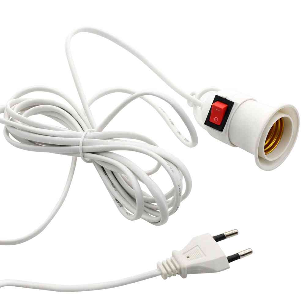 E27 Lamp Bases With Power Cord To Eu Plug Holder Adapter Converter For Bulb Lamp