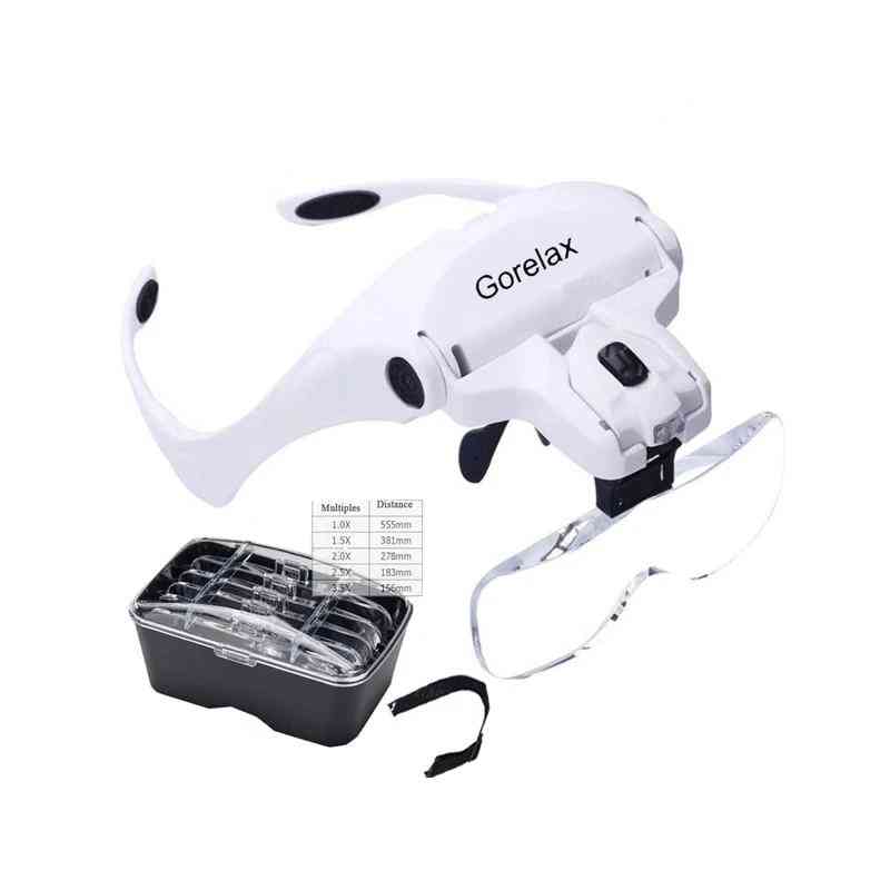 Headband Magnifier Glasses With Led Light