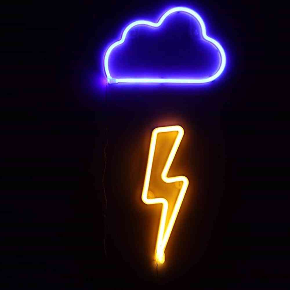 Wolken Blitz Neonlicht Zeichen für Dekorationen