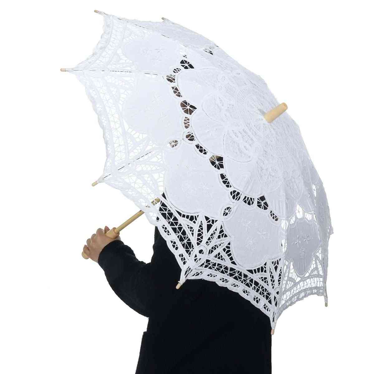 Elegant Embroidered Lace Cotton Umbrella