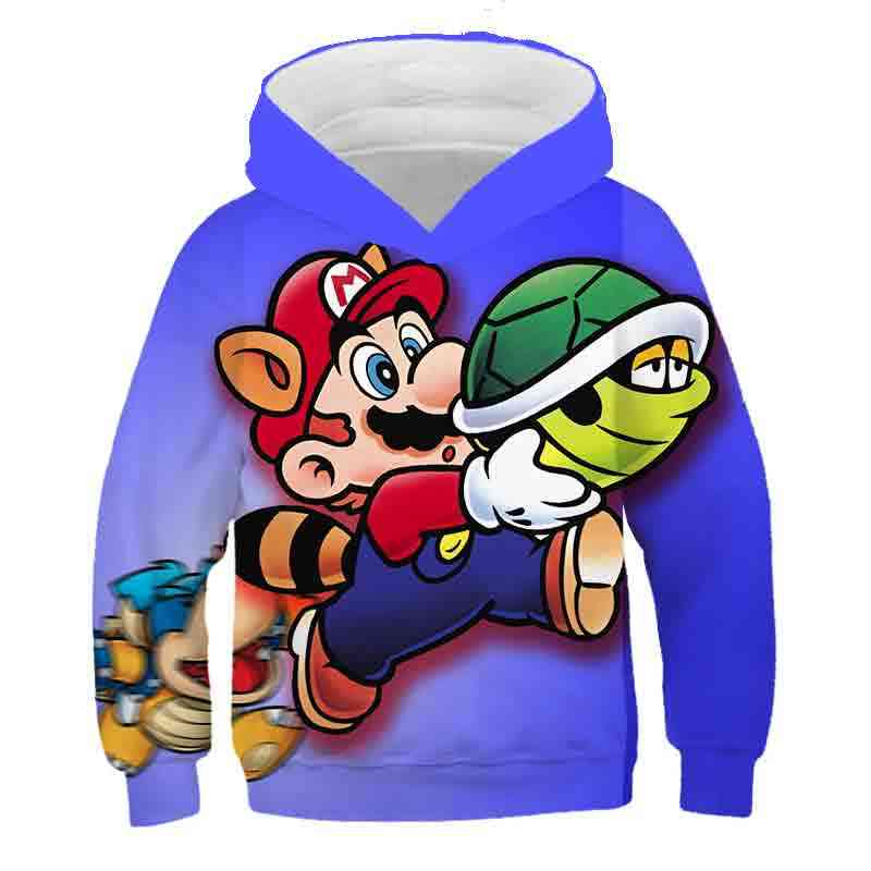 3d Print, Super Mario Cartoon Hooded Sweatshirt For Boy Set-15