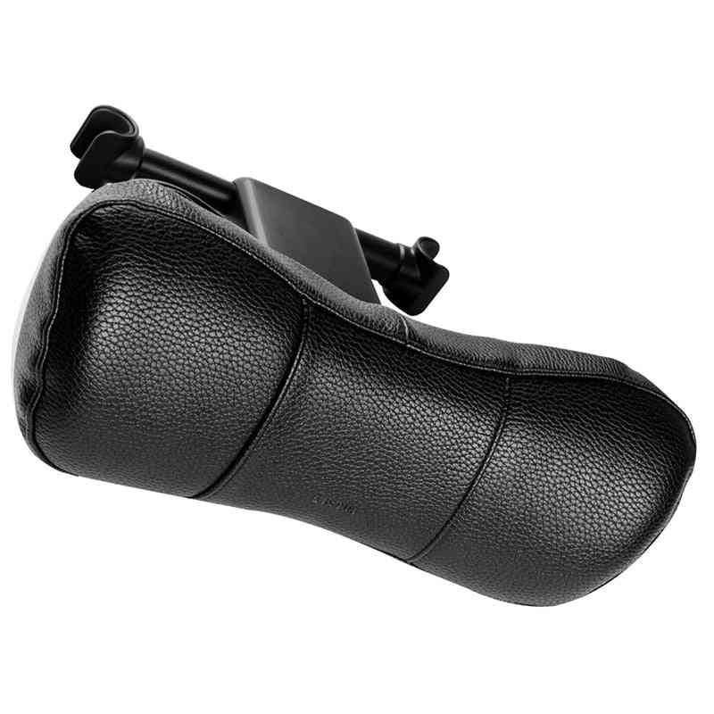 Adjustable Pu Leather Headrest, 3d Memory Foam Seat Cushion Cover - Car Accessories