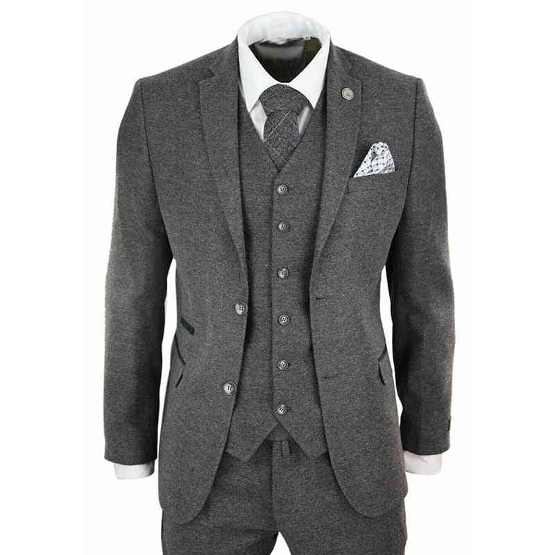 Winter Retro- Herringbone Pattern, Tweed Jacket, Pants, Vest Suit