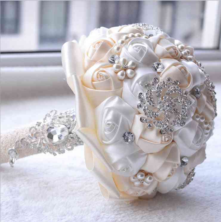 Pearl Artificial Flowers Brooch Bouquet For Wedding