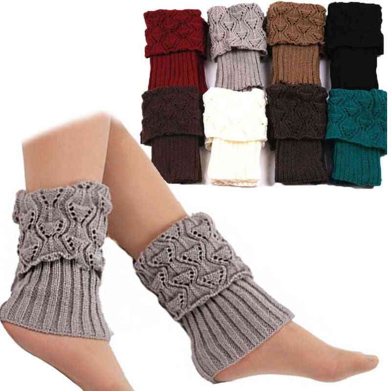 Dámské háčkované manžety na boty, pletené ponožky pro zimní návleky na nohy