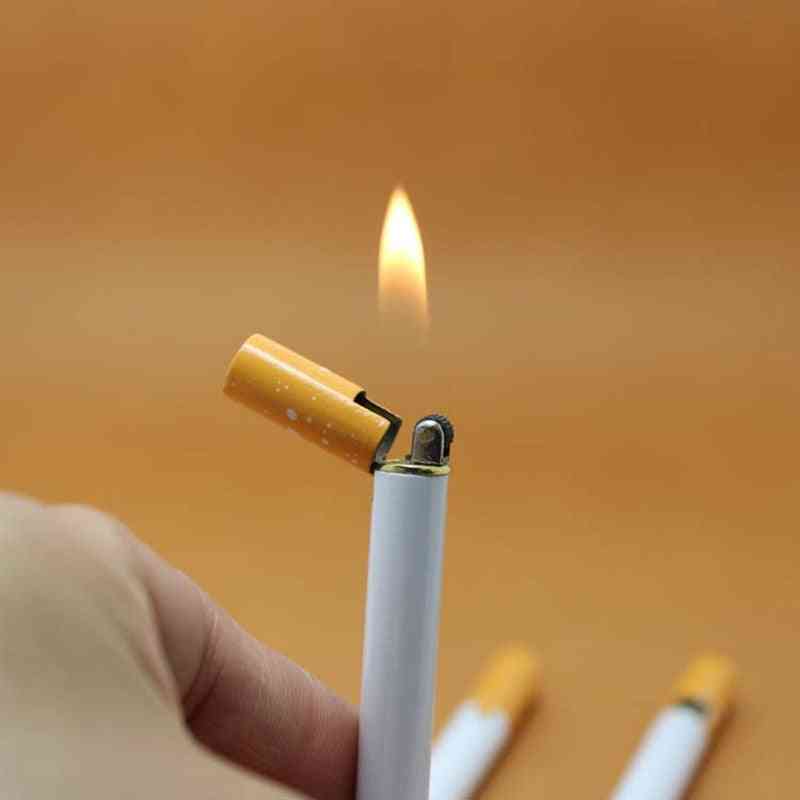 Mini getto butano compatto, a forma di sigaretta in metallo, accendino a gas gonfiabile