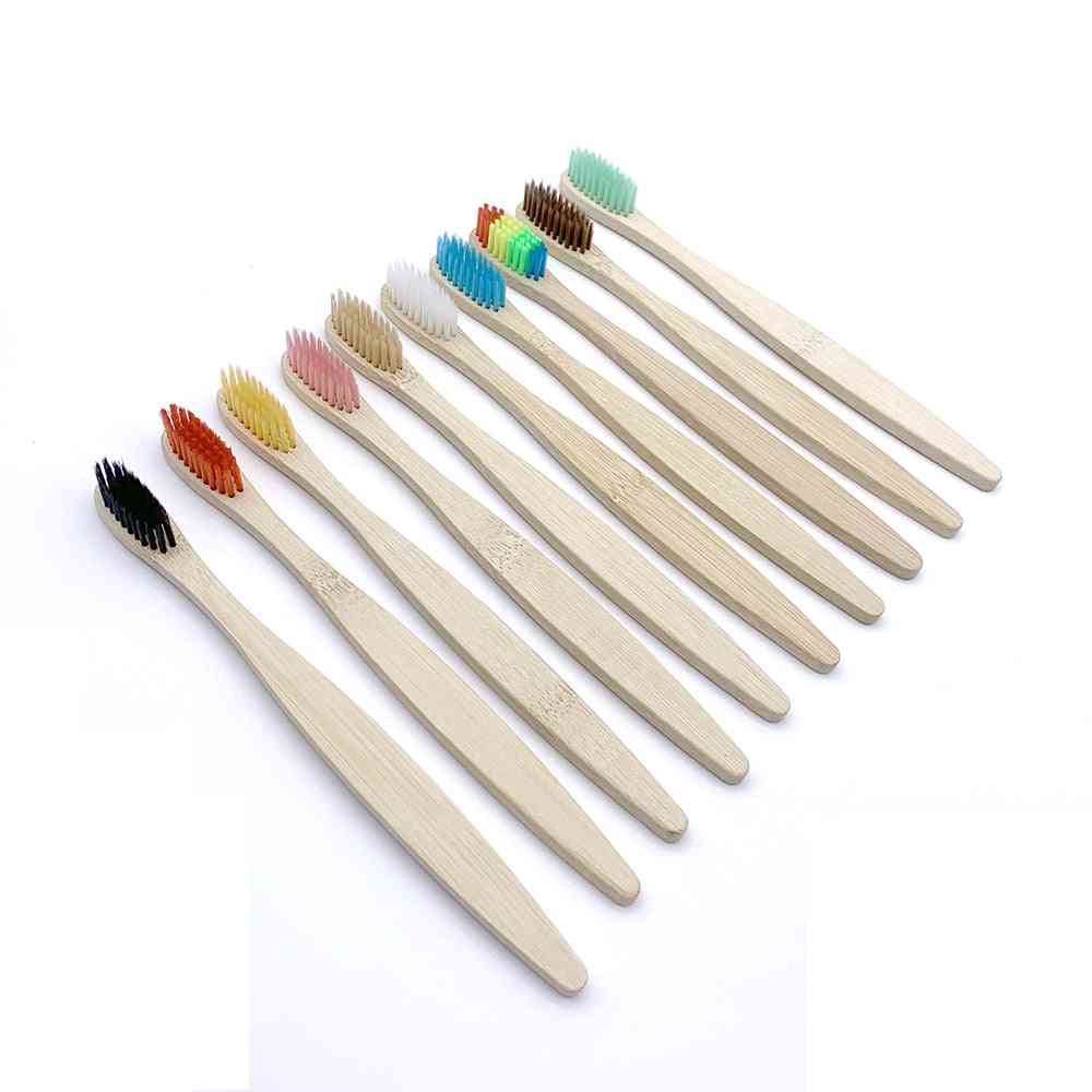 Colorful Natural, Teeth Whitening Bamboo, Toothbrush Set (5 Purple 5 Black)