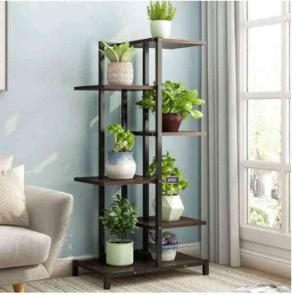5-tiers Wooden Iron, Plant Rack, Display Shelf, Home Garden, Flower Stands