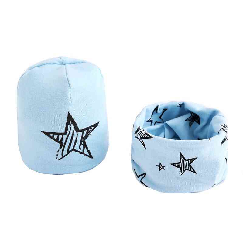 Plush Hat Scarf, Stars Collar Cotton Set-6