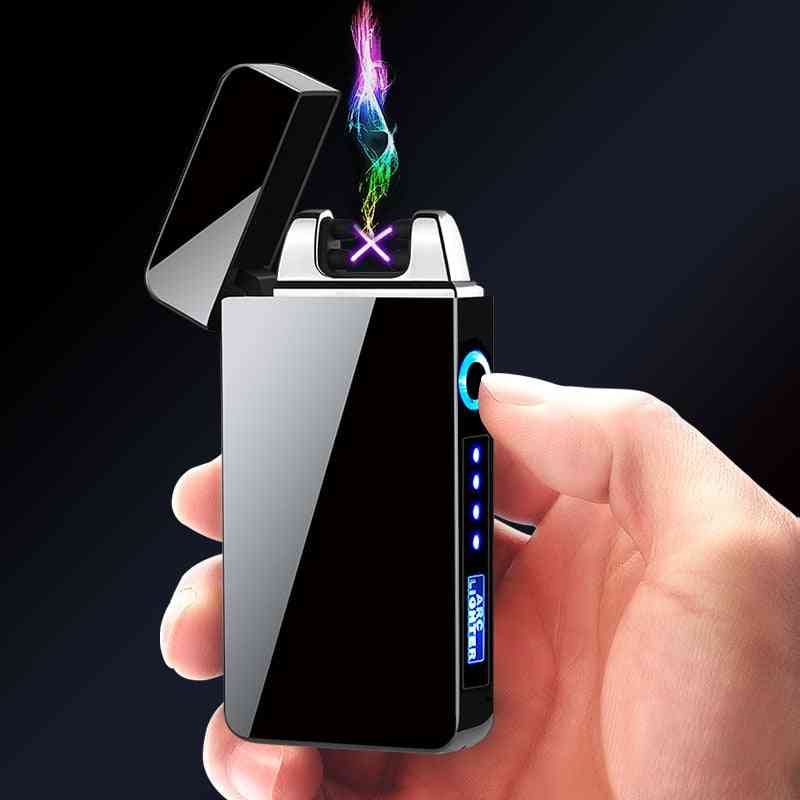 Electric Metal Windproof, Dual-arc & Rechargeable Usb, Cigarette Lighter